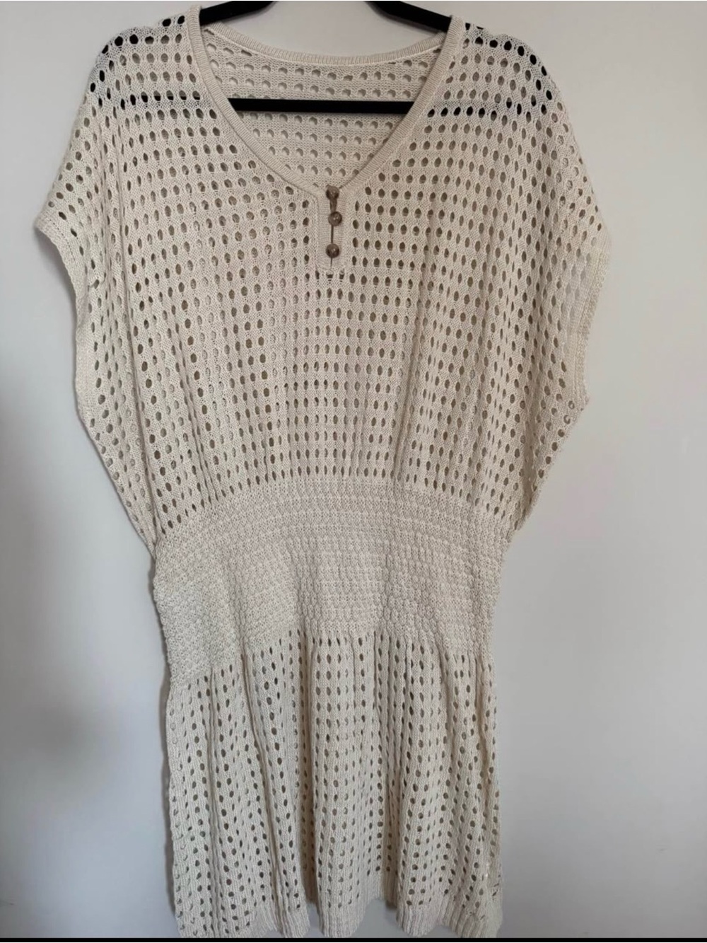 Cupshe Cream Crochet Knit Swim Coverup